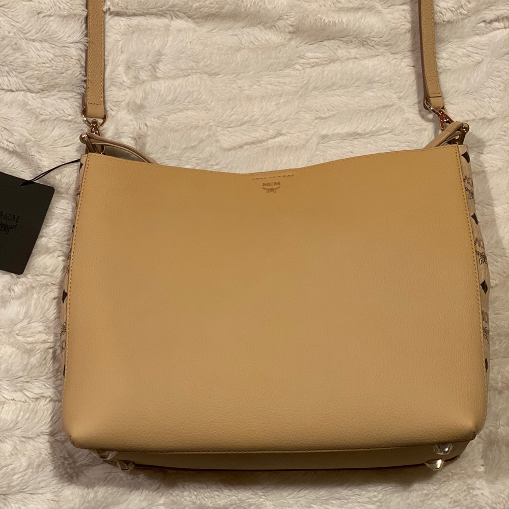 Mcm Sarah Visetos beige canvas hobo bag NWT - Picture 3 of 6